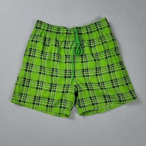 Talos Swim Trunks Shorts Men's Medium Green Plaid Lined Swimwear 🌞SALE